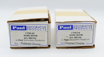 Pair Of Paul Decorative Products Robe Hooks (c796) - In Polished Chrome - New In Box