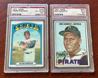 1967 Topps Roberto Clemente & 1972 Topps Frank Robinson Baseball Cards - PSA 5 And PSA 6