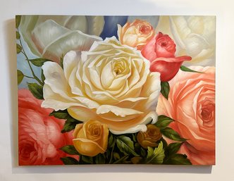 Original Oil On Canvas Painting - Roses - 23.75' X 31.5'