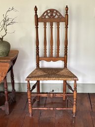 William And Mary Banister Back Rush Seat Side Chair - 18th Century