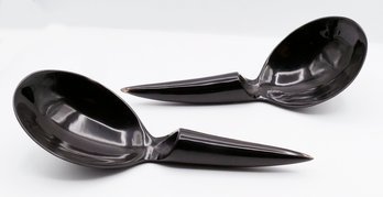 Modern Black Buffalo Horn Salad Servers