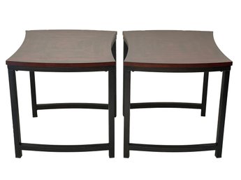 Pair Of Wood And Metal Side Tables