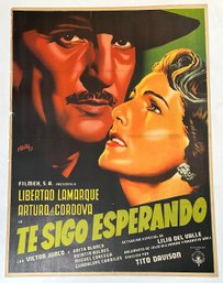Vintage 1952 Mexican One-Sheet Movie Poster - TE SIGO ESPERANDO  - Linen Backed
