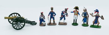 Vintage Hand-Painted Soldiers, Knights, And Cannon