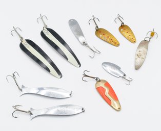 10 Vintage 1970's-80's Fishing Lures - Spoons, Wobblers, Thomas, Eppinger