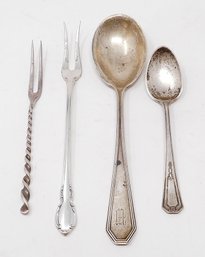 4 Pieces Of Sterling Silver Flatware - 2 Spoons, 2 Appetizer/Cocktail Forks