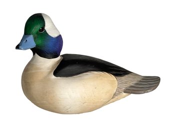 Stephen Brettell Carved Wooden Decoy - Bufflehead Drake - Signed