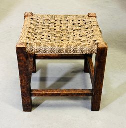 Vintage Rustic Woven Rope Stool