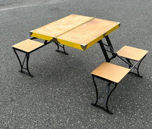 Vintage 1970's Handy Suitcase Folding Picnic Table & Chair Set