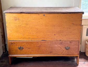 Early 19th C. Pine Single Drawer Blanket Chest