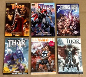 Lot Of 6 Thor Hardcover And Paperback Novels / Comic Books - Marvel Comics - Approx. Cover Price $105