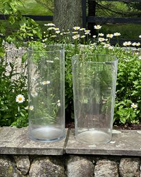 2 Large Glass Vases