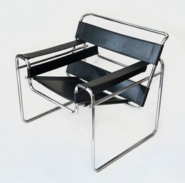 Modern Wassily Chair In Black Leather