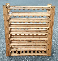 Pine Wood Wine Rack - 64-Bottle Capacity