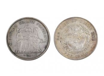 1967 Republique Francaise 10 Francs Silver Coin & China Chihli Province Silver Dollar