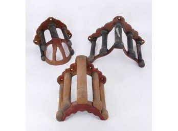 Antique Cast Iron & Wood Stable Wall-mount Saddle, Tack, And Bridal Racks - J. L. Mott