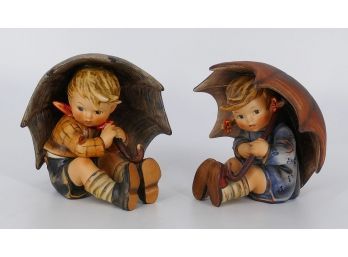 Goebel Hummel Large Figurines - Umbrella Girl & Boy (152)