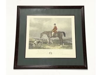 Hand Colored Hunting Scene Engraving Print By Edward Hacker - Mr. Charles Davis On The Traverser