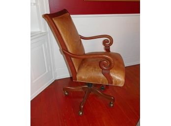 Ethan Allen Marcelle Oak/Leather Executive Office Chair - AS-IS