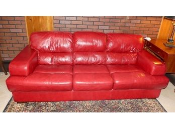 Red Leather Sofa - 84'