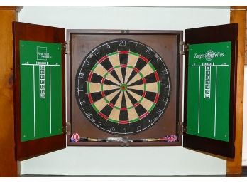 Dart Board With Wood Cabinet