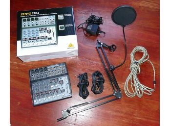 Behringer Xenyx 1202 Premium 12-Input 2-Bus Mixer With Mic Stand & 3 Instrument Cables