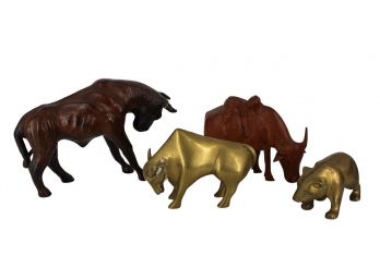 Vintage Animal Figurines Including A Brass Stock Market Bull & Bear