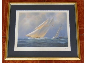 Tim Thompson Signed Print On Paper 'Schooners Of The New York Yacht Club'