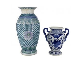 Chinese Export Ceramic Vases - 8.5' & 14.25' Tall