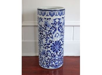 Blue & White Floral Ceramic Umbrella Stand