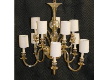 Original Murano Clear Venetian Glass 10-Arm Chandelier