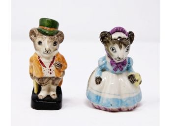 Vintage Artone England Mr. & Mrs. Mouse Ceramic Salt And Pepper Shaker Set