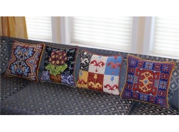 4 Needlepoint Throw Pillows