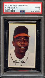 1969 MLB PHOTOSTAMPS HANK AARON PSA 9! HAND CUT EXTREMELY TOUGH TO MIND