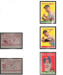 1958 TOPPS 3-CARD LOT DICK GERNERT-ART SCHULT-DAVE HILLMAN