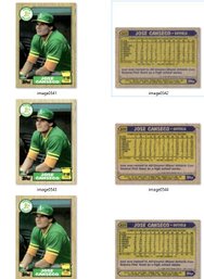 (3) 1987 TOPPS JOSE CANSECO GOLD CUP ROOKIE CARDS
