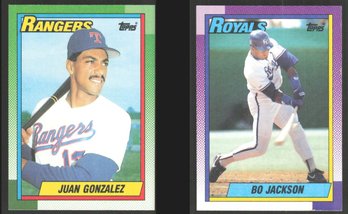 2-CARD LOT 1990 TOPPS JUAN GONZALEZ RC & BO JACKSON