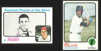 (2) 1973 TOPPS GAYLORD PERRY & BEN OGLIVIE