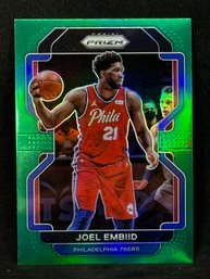 2021-22 PANINI PRIZM JOEL EMBIID GREEN PRIZM SPORTS CARDS