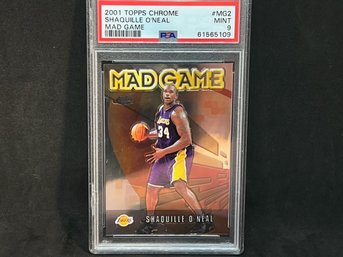 2001 TOPPS CHROME SHAQUILLE ONEAL MAD GAME INSERT PSA 9!!