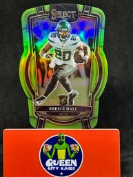 2022 SELECT BREECE HALL ROOKIE DIT CUT LIME GREEN PRIZM SP /299