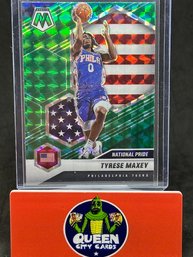 2020-21 MOSAIC TYRESE MAXEY ROOKIE GREEN PRIZM
