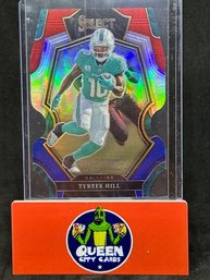 2021 SELECT TYREEK HILL RED-WHITE-BLUE PRIZM DIE CUT