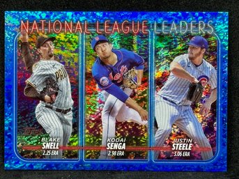 2024 TOPPS SERIES ONE NL ERA LEADERS - BLAKE SNELL-KODAI SENGA-JUSTIN STEELE BLUE FOIL SP /999