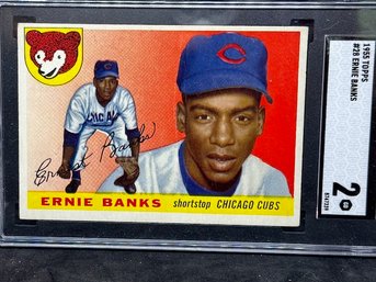 1955 TOPPS ERNIE BANKS  - HALL OF FAMER - SECOND-YEAR CARD - GOOD