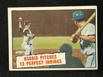 1961 TOPPS HADDIX PITCHES 12 PERFECT INNINGS