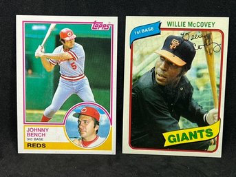1980 TOPPS WILLIE MCCOVEY AND 1982 TOPPS JOHNNY BENCH- HALL OF FAMERS