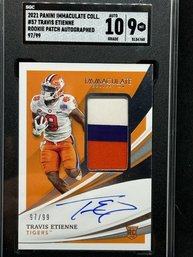 2021 PANINI IMMACULATE TRAVIS ETIENNE ROOKIE PATCH AUTO SHORT PRINT !
