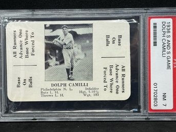 1936 S AND S GAME DOLPH CAMILLI PSA 7! RARE 2X ALL STAR & '41 RBI/HR LEADER
