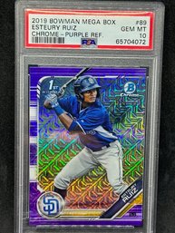 2019 BOWMAN MEGA BOX ESTEURY RUIZ PURPLE REFRACTOR 1ST CARD GEM MINT!